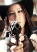 Texas cowgirl with revolver