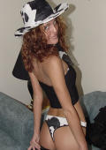 slim amateur facial teen in cow girl hat and slip