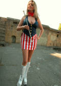 silly Trixie shows off her patriotism and terrible baton skills