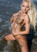 dirty blonde VICTORIA with nice boobs posing nude on the beach