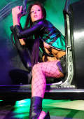 Kristina in green and blue lights