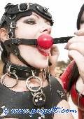 two pony girls and her mistress in outdoor action 2