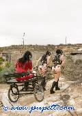 two pony girls and her mistress in outdoor action 9
