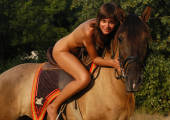 young naked teen on horseback