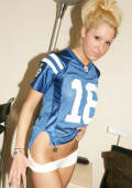 sexy strip tease out of football jersey