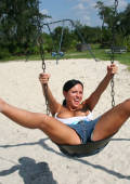 Cynthia showing off her big tits at the playground